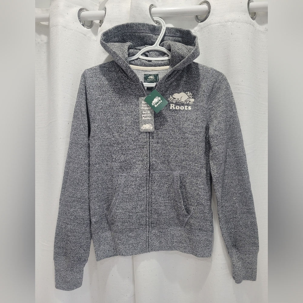 Kids XXL Organic Original Full Zip Hoodie Salt & Pepper.